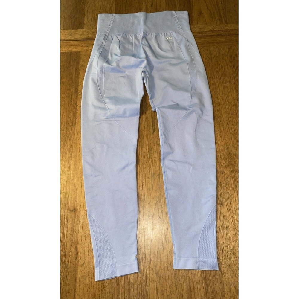 AYBL #BEAYBL (Women's XL) High Waist Blue Solid Textured Leggings CrossFit